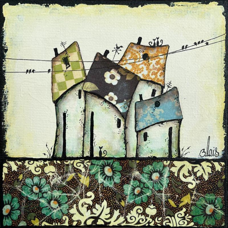 Painting Aurore by Blais Delphine | Painting Figurative Landscapes Acrylic Gluing