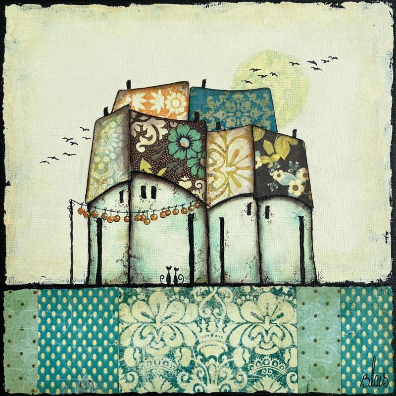 Painting Souffle du vent by Blais Delphine | Painting Figurative Acrylic Gluing