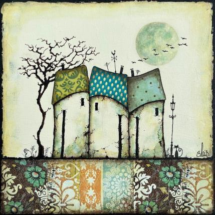 Peinture Murmures par Blais Delphine | Tableau Figuratif Acrylique, Collage Paysages