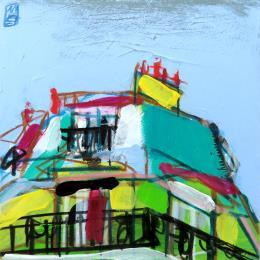 Peinture Adieu ciel gris par Anicet Olivier | Tableau Figuratif Acrylique, Pastel Architecture, Urbain