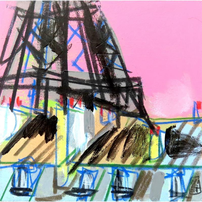 Peinture Ca s'agite en haut par Anicet Olivier | Tableau Figuratif Urbain Architecture Acrylique Pastel