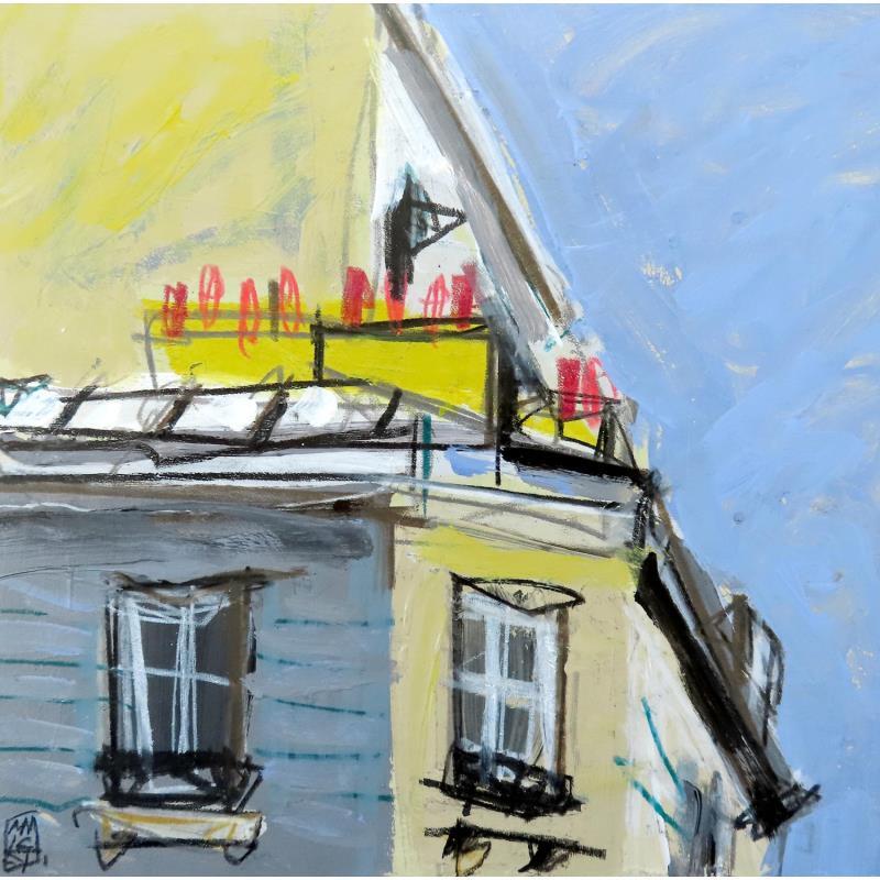Painting La pluie ne séduit pas la vitre by Anicet Olivier | Painting Figurative Urban Architecture Acrylic Pastel