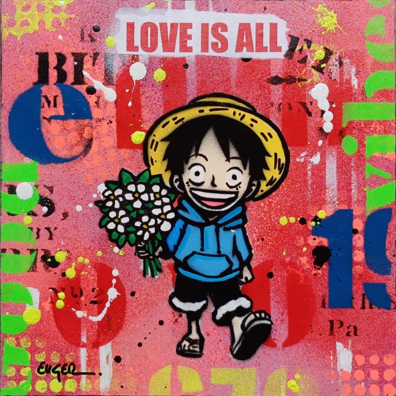 Painting LOVE IS ALL by Euger Philippe | Painting Pop-art Pop icons Acrylic Gluing