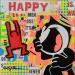 Peinture HAPPY CAT par Euger Philippe | Tableau Pop-art Icones Pop Acrylique Collage