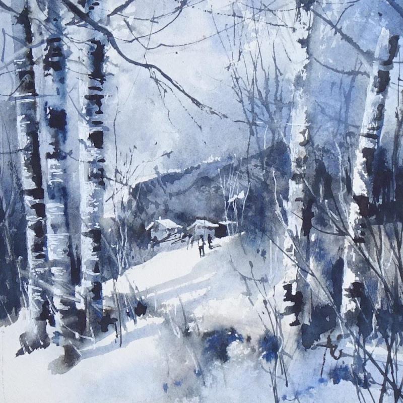 Painting Retour au refuge by Abbatucci Violaine | Painting Figurative Watercolor