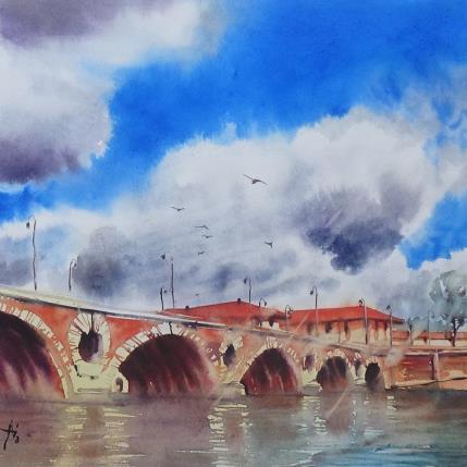 Gemälde Giboulées toulousaines von Abbatucci Violaine | Gemälde Figurativ Aquarell