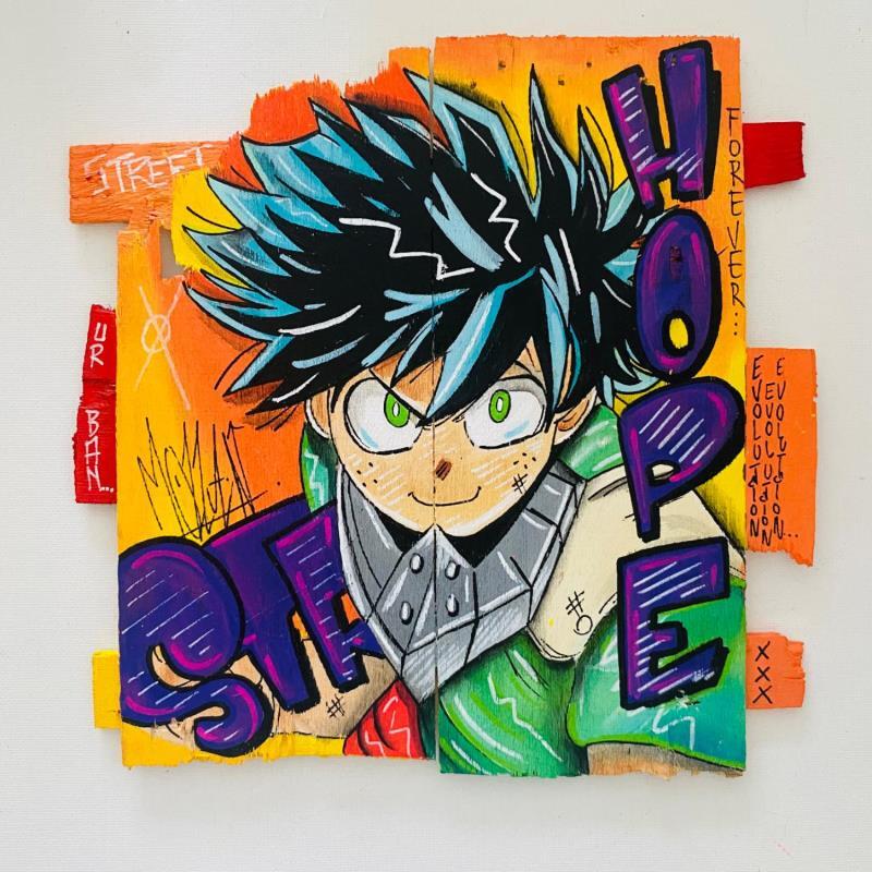 Peinture IZUKU par Molla Nathalie  | Tableau Pop-art Icones Pop Bois Acrylique Posca