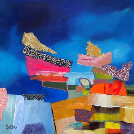 Painting Equilibre des grandes pierres by Lau Blou | Painting Abstract Acrylic, Cardboard, Gluing Landscapes