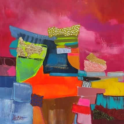 Painting Les roches des dents by Lau Blou | Painting Abstract Acrylic, Gluing, Gold leaf Landscapes