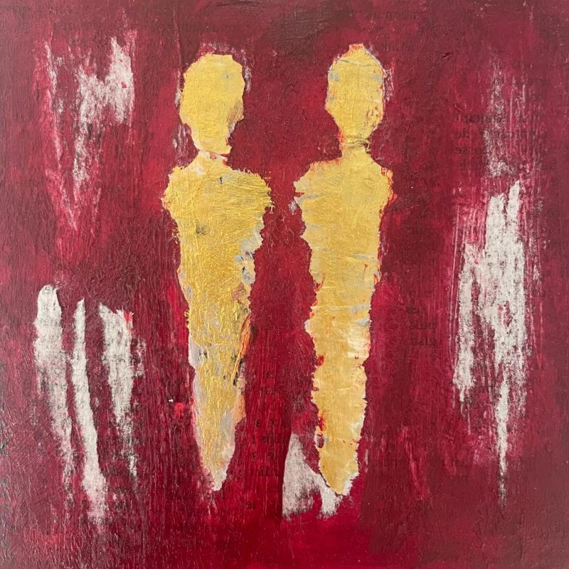 Peinture Les gemeaux par Rocco Sophie | Tableau Art Singulier Acrylique Collage Sable