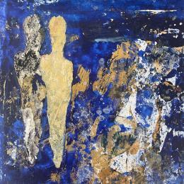 Painting Les sirenes by Rocco Sophie | Painting Raw art Acrylic, Gluing, Sand Pop icons