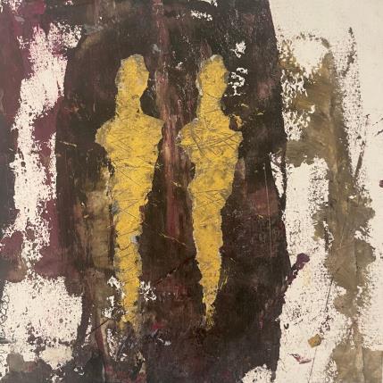 Peinture Le couple par Rocco Sophie | Tableau Art Singulier Acrylique, Collage, Sable