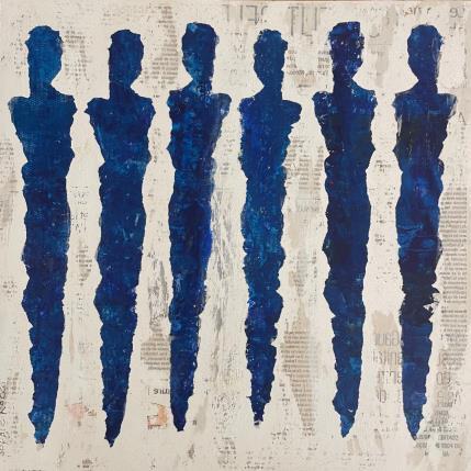Peinture Bleu nuit  par Rocco Sophie | Tableau Art Singulier Acrylique, Collage, Sable