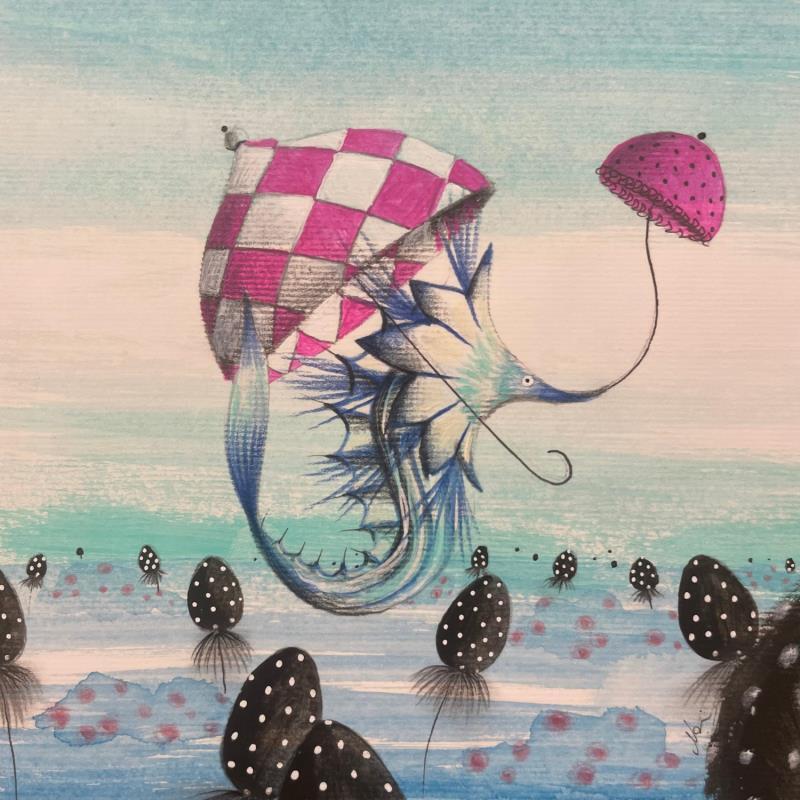 Painting il cavalluccio blu by Nai | Painting Surrealism Acrylic Gluing