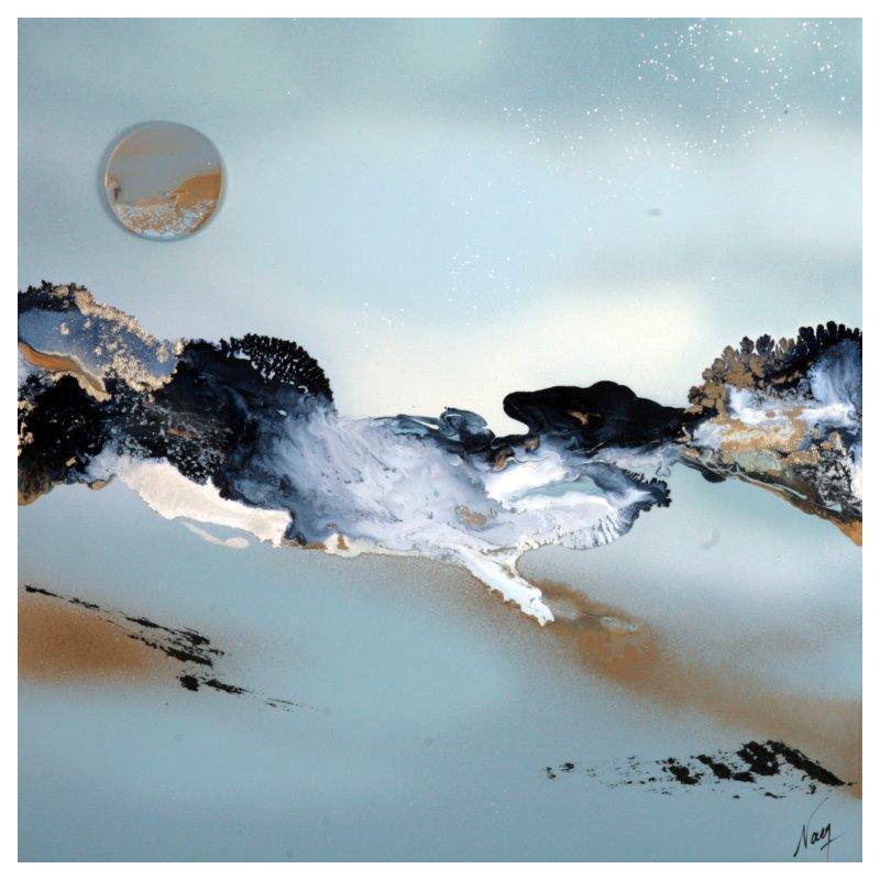 Peinture C2803 par Naen | Tableau Abstrait Minimaliste Acrylique Encre