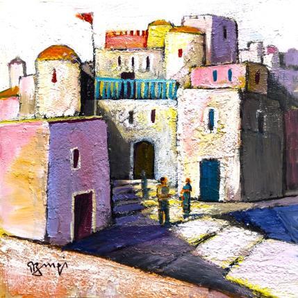 Painting AK110 VILLAGE FORTIFIE by Burgi Roger | Painting Figurative Acrylic Architecture, Landscapes, Pop icons, Urban