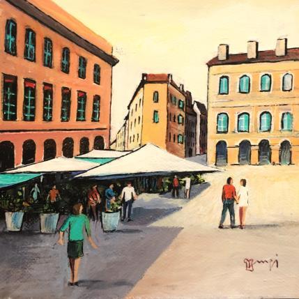 Gemälde AR10 TOULOUSE MARCHE AUX FLEURS von Burgi Roger | Gemälde Figurativ Acryl Alltagsszenen, Architektur, Urban