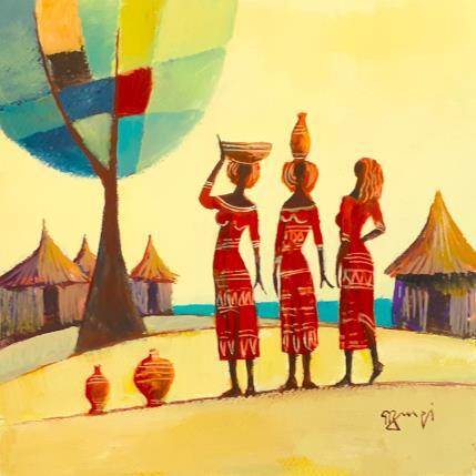 Gemälde AQ65 FEMMES AFRICAINES von Burgi Roger | Gemälde Figurativ Acryl Alltagsszenen