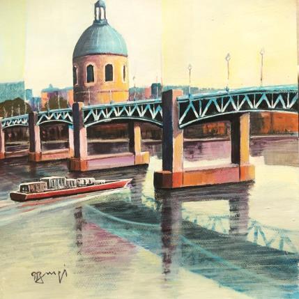 Gemälde AR16 TOULOUSE, LE PONT BLEU von Burgi Roger | Gemälde Figurativ Acryl Architektur, Landschaften, Marine