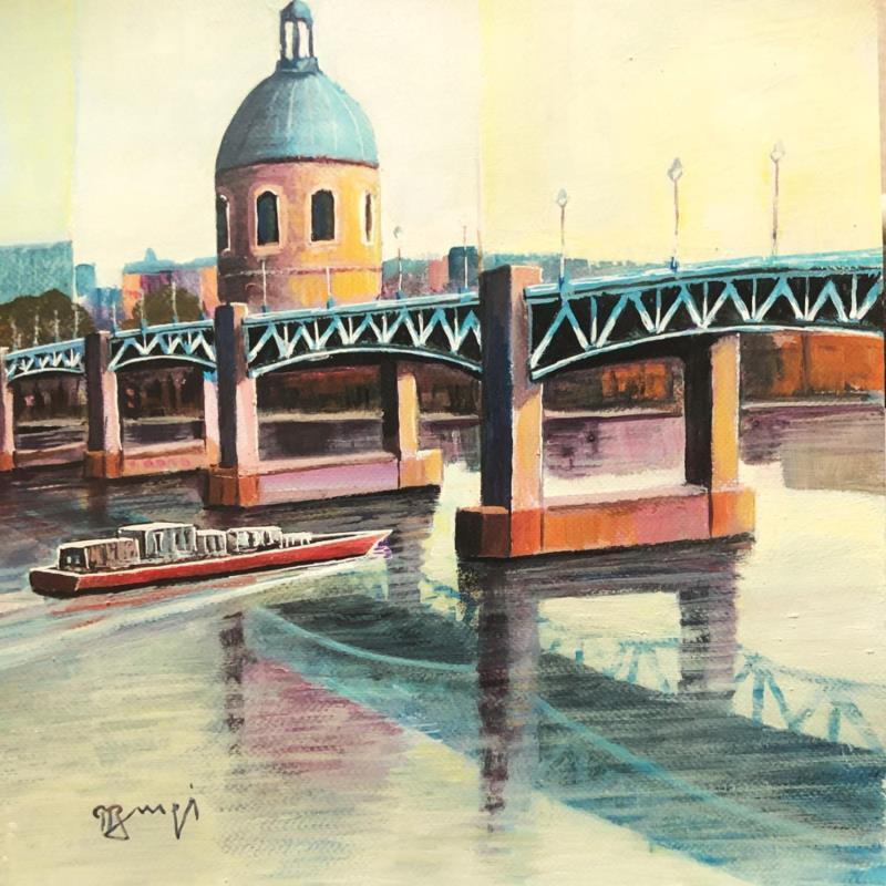 Peinture AR16 TOULOUSE, LE PONT BLEU par Burgi Roger | Tableau Figuratif Paysages Marine Architecture Acrylique