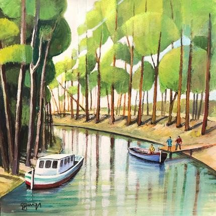 Painting AR17 EMBARQUEMENT by Burgi Roger | Painting Figurative Acrylic Landscapes, Life style, Marine