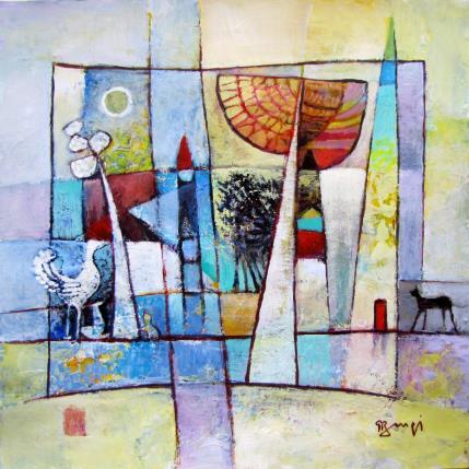 Painting AL96 DRÔLE DE RENCONTRE by Burgi Roger | Painting Abstract Acrylic Landscapes, Life style