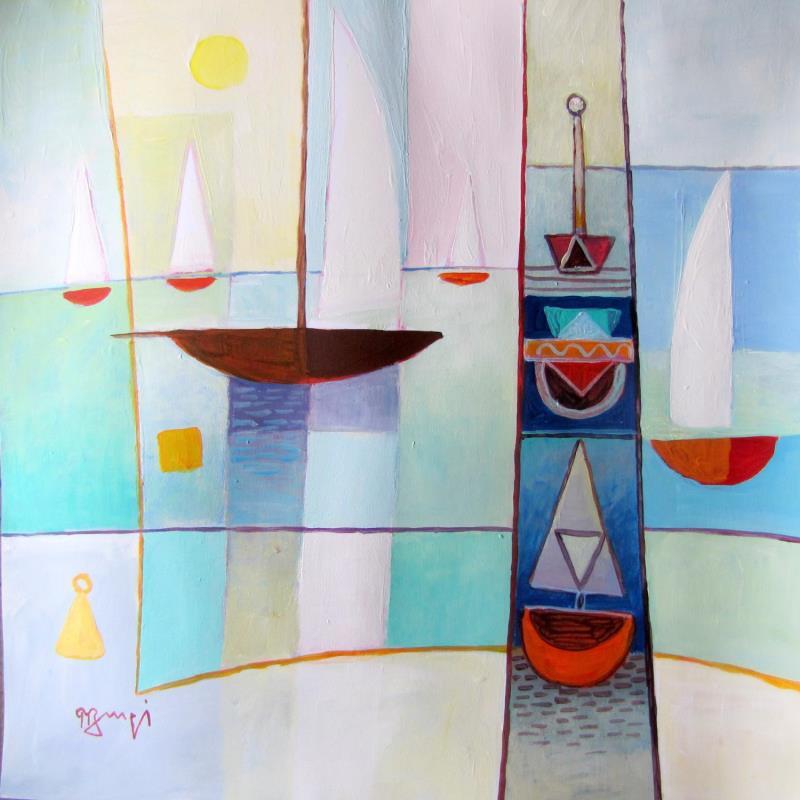 Painting AO11 MARINE by Burgi Roger | Painting Figurative Landscapes Marine Acrylic