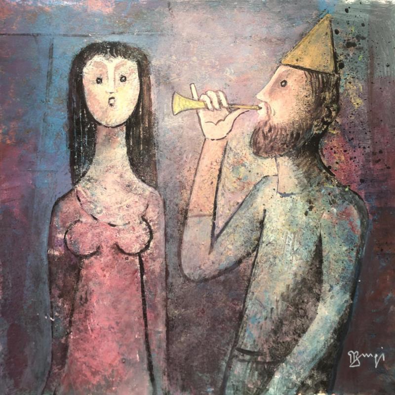 Peinture AP13 LE CHARMEUR par Burgi Roger | Tableau Figuratif Scènes de vie Acrylique