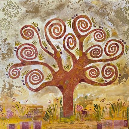 Gemälde L’éclosion  von Romanelli Karine | Gemälde Figurativ Acryl, Blattgold, Pastell, Posca Natur