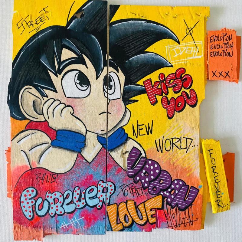 Peinture NEW WORLD par Molla Nathalie  | Tableau Pop-art Icones Pop Bois Acrylique Posca