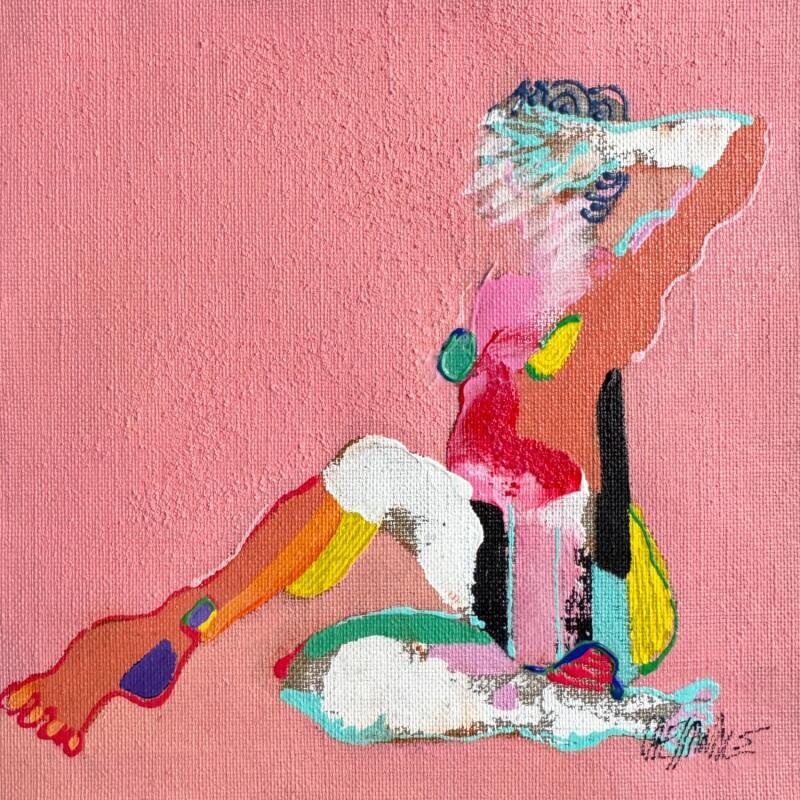 Gemälde  Le loup - von Cressanne | Gemälde Figurativ Akt Acryl Tinte Sand