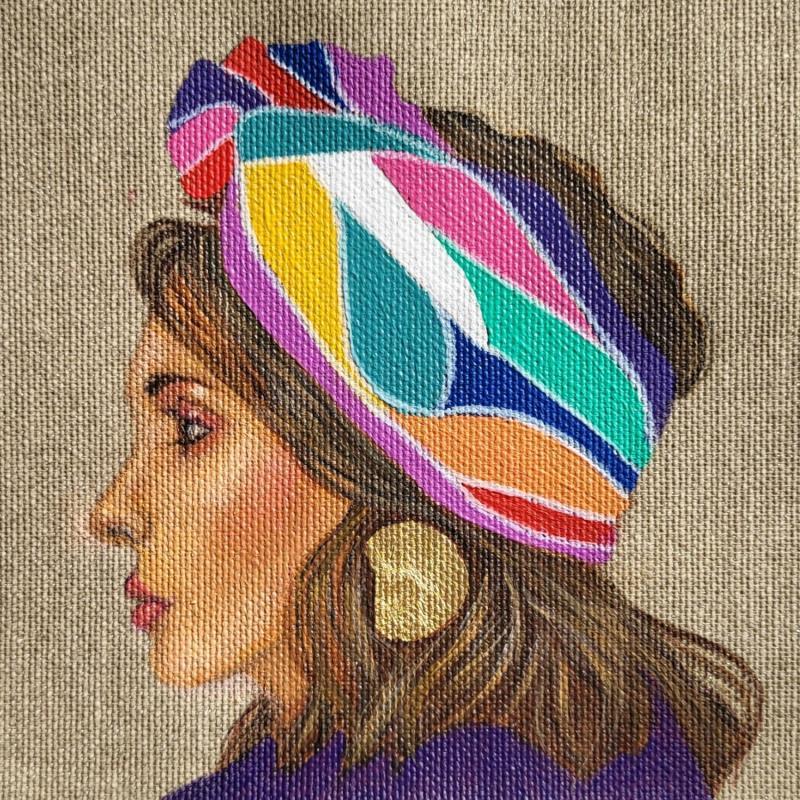 Gemälde Aïna von Rosângela | Gemälde Figurativ Porträt Acryl