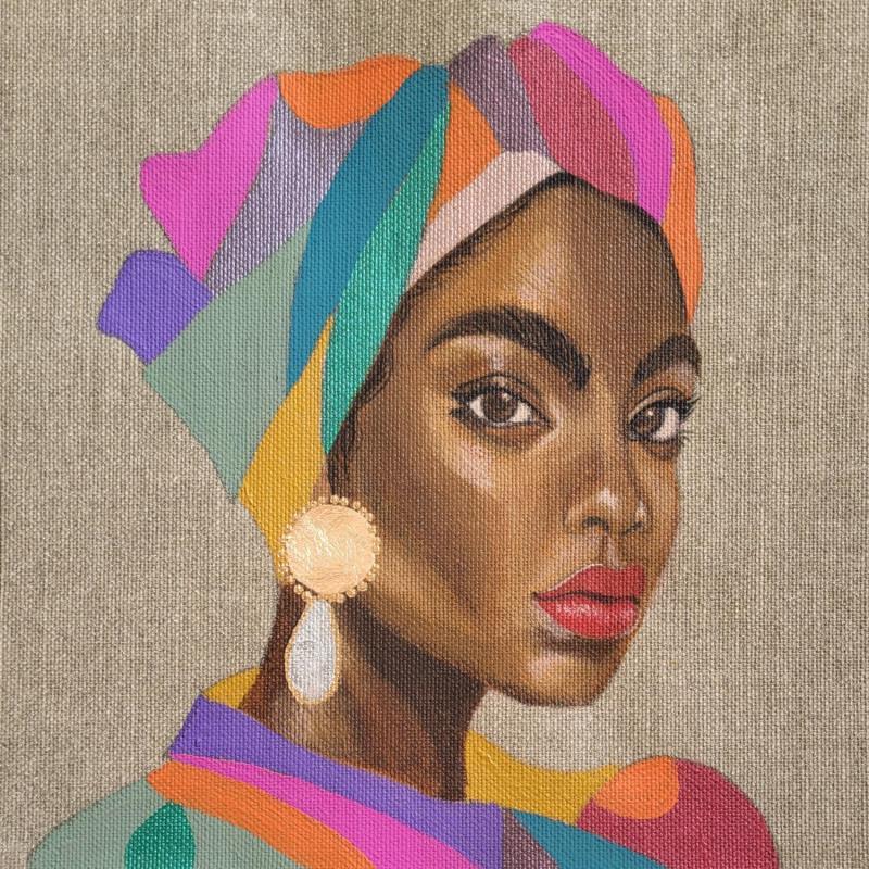 Painting Amandalie by Rosângela | Painting Figurative Portrait Acrylic