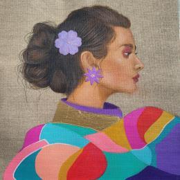 Painting Anelyne by Rosângela | Painting Figurative Acrylic Portrait