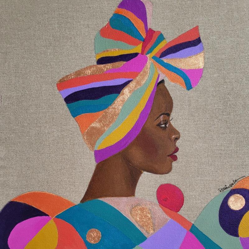 Painting Anita by Rosângela | Painting Figurative Portrait Acrylic Gold leaf