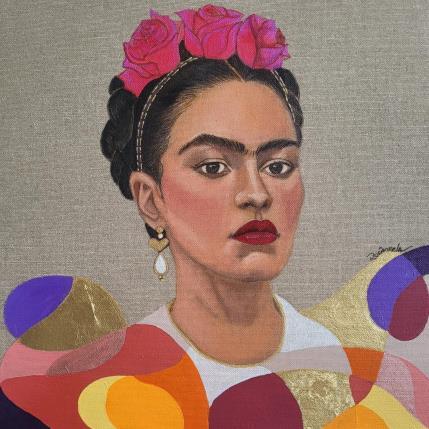 Pintura Kahlo por Rosângela | Pintura Figurativo Acrílico, Hoja de oro Retrato