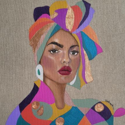 Peinture Amora par Rosângela | Tableau Figuratif Acrylique, Feuille d'or Portraits