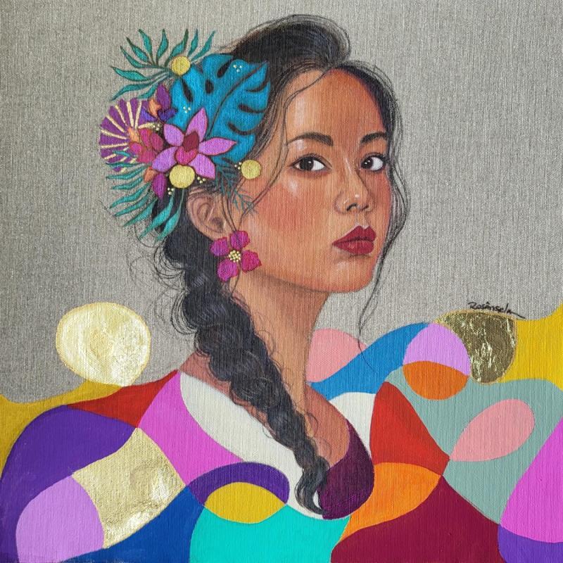 Painting Akhara by Rosângela | Painting Figurative Portrait Acrylic Gold leaf