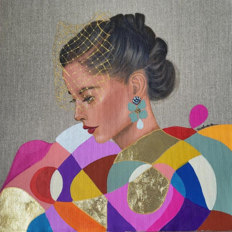 Painting Alba by Rosângela | Painting Figurative Portrait Acrylic Gold leaf