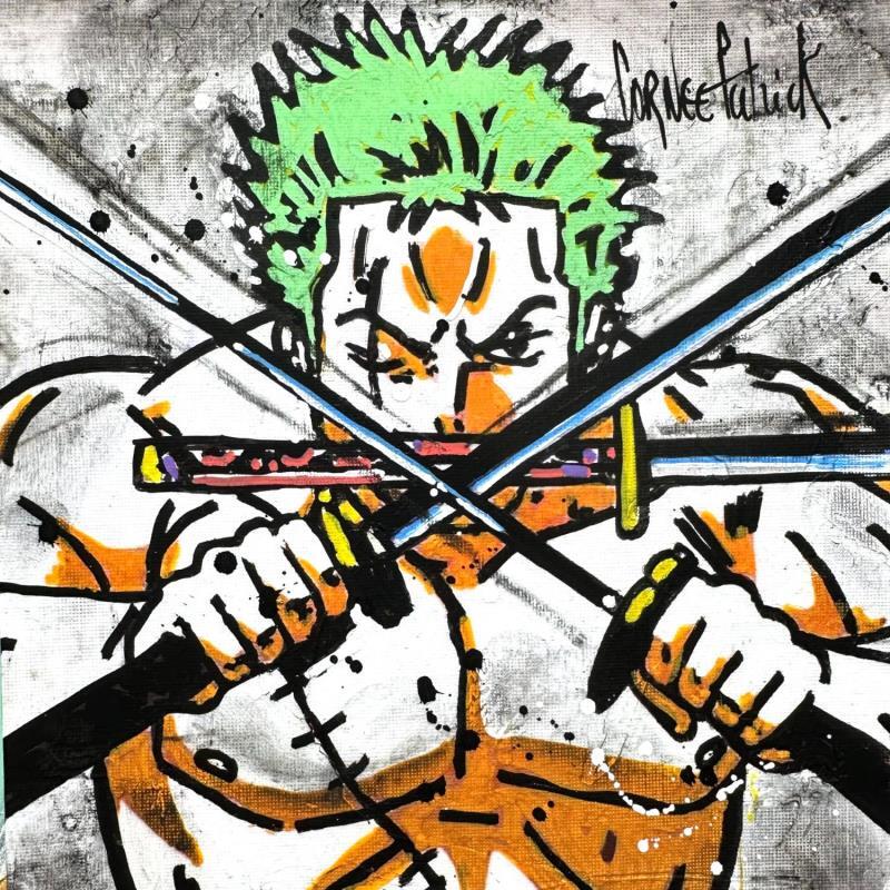 Peinture Zoro et ses sabres par Cornée Patrick | Tableau Pop-art Cinéma Icones Pop Enfant Graffiti Huile