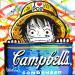 Peinture Luffy, Campbell's soup par Cornée Patrick | Tableau Pop-art Cinéma Icones Pop Enfant Graffiti Huile