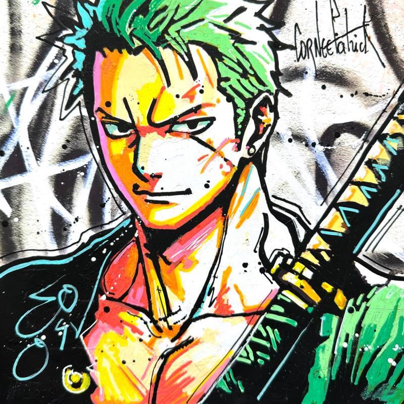 Peinture Zoro et son Katana par Cornée Patrick | Tableau Pop-art Cinéma Icones Pop Enfant Graffiti Huile