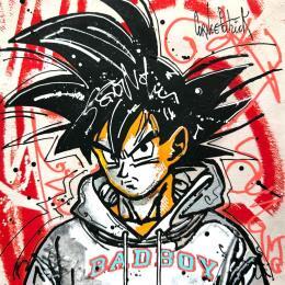 Pintura Son Goku, bad boy por Cornée Patrick | Pintura Pop art Aceite, Graffiti Cine, Iconos pop, Niño