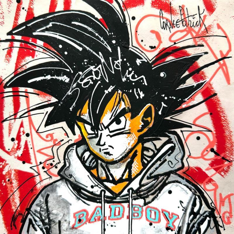 Peinture Son Goku, bad boy par Cornée Patrick | Tableau Pop-art Cinéma Icones Pop Enfant Graffiti Huile