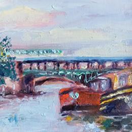 Peinture La seine par Manière Anisa  | Tableau Figuratif Huile Paysages