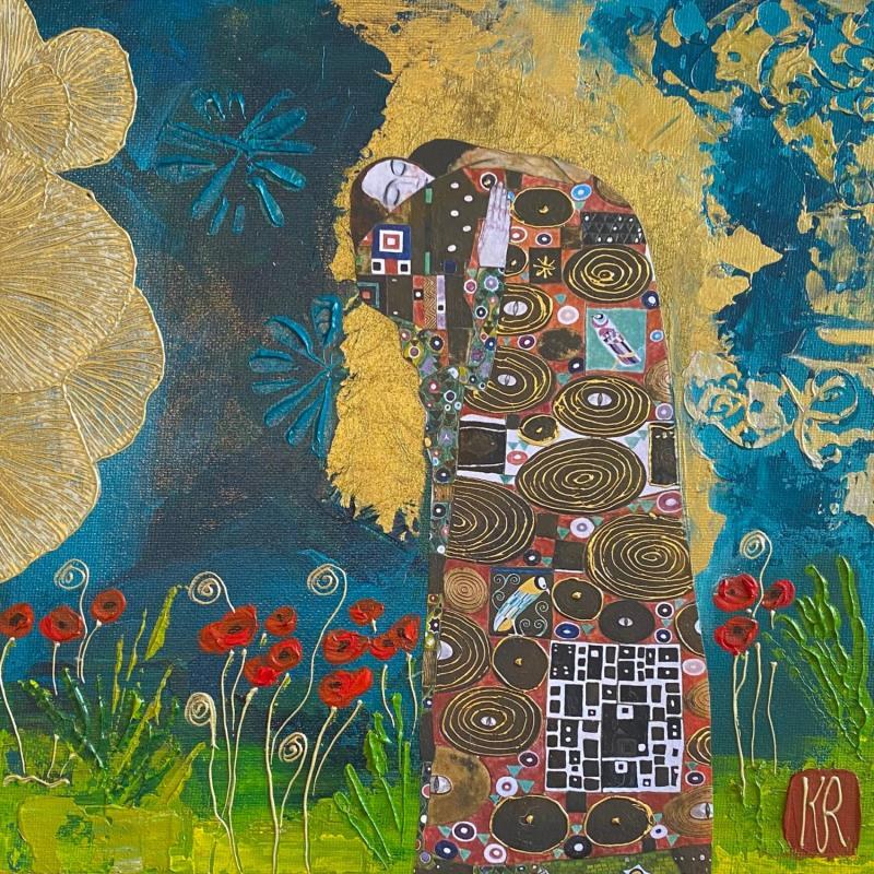 Peinture La tombée du jour  par Romanelli Karine | Tableau Figuratif Paysages Scènes de vie Acrylique Collage Posca Papier