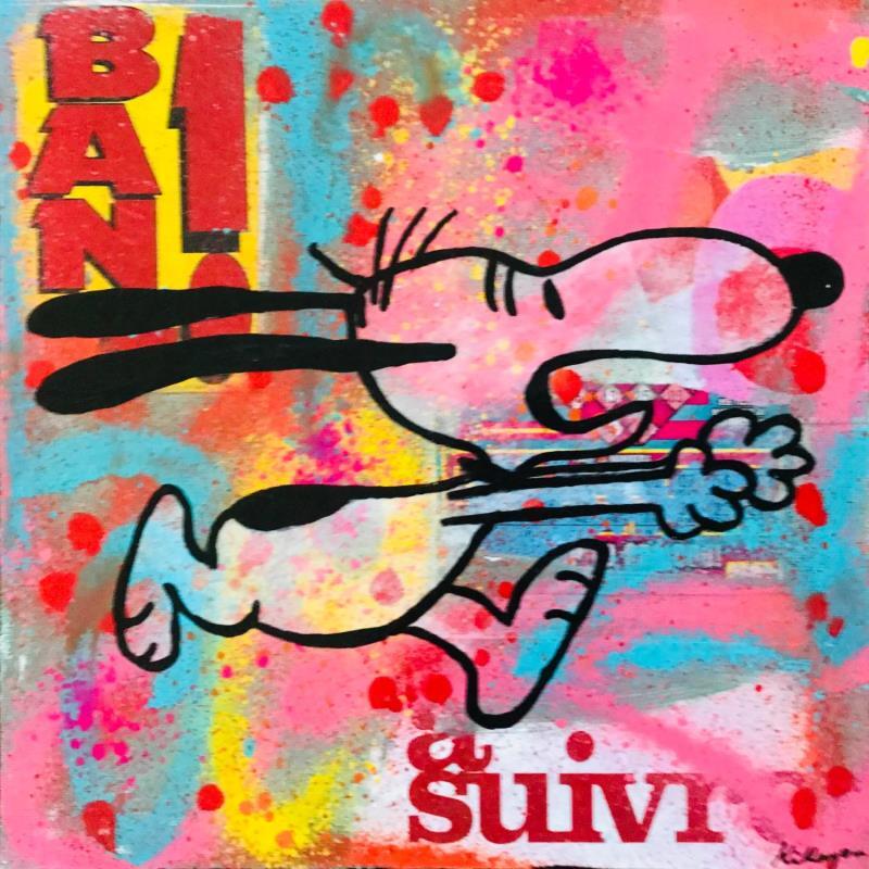 Peinture Snoopy afraid par Kikayou | Tableau Pop-art Icones Pop Graffiti Acrylique Collage