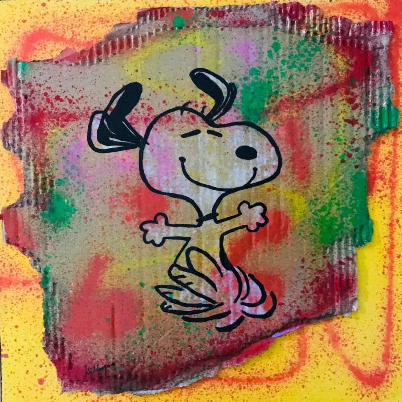 Peinture Snoopy happy par Kikayou | Tableau Pop-art Icones Pop Graffiti Acrylique Collage