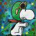Peinture Snoopy pilote par Kikayou | Tableau Pop-art Icones Pop Graffiti Acrylique Collage