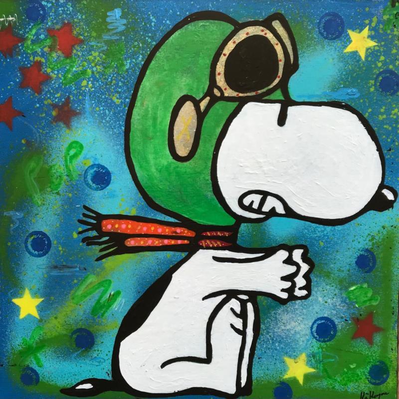 Peinture Snoopy pilote par Kikayou | Tableau Pop-art Icones Pop Graffiti Acrylique Collage